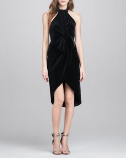 Womens Admire Draped Velvet Cocktail Dress   Black Halo Eve   Black (4)