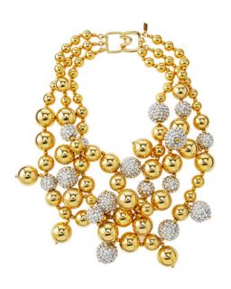 Pave Crystal Beaded Cluster Necklace, Gold   Kenneth Jay Lane   Gold