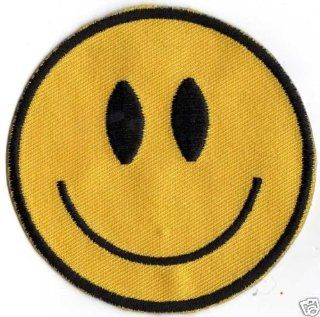 SMILEY FACE   SHIT HAPPENS Embroidered iron on/sew on patch