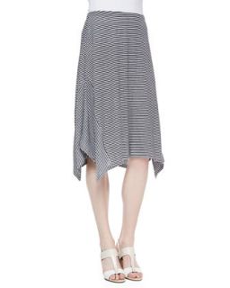 Womens Organic Linen Stripe Skirt   Eileen Fisher   Black/White (S (6/8))