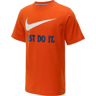 NIKE Boys Just Do It Swoosh Short Sleeve T Shirt   Size L, Team Orange/white