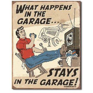 Shop What Happens in the Garage Stays in the Garage Retro Vintage Tin Sign at the  Home Dcor Store