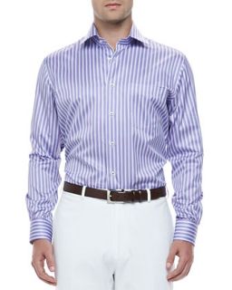 Mens Texture Striped Shirt, Purple   Peter Millar   Purple (MEDIUM)