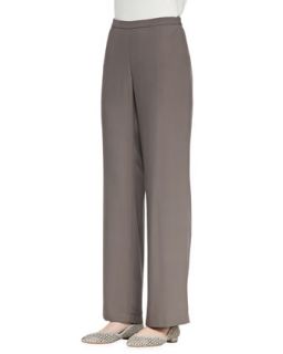 Womens Silk Georgette Crepe Pants, Petite   Eileen Fisher   Taupe (14P)