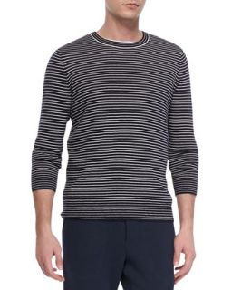 Mens Striped Crewneck Sweater   Vince   Navy (MEDIUM)