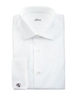 Mens Micro Striped Dress Shirt, White   Brioni   White (15 1/2R)