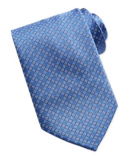 Mens Tonal Box Pattern Silk Tie, Blue   Brioni   Blue