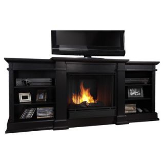 Real Flame Fresno 72 TV Stand with Gel Fuel Fireplace G1200 Finish Black