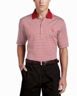 Mens OU Gameday College Shirt Polo, Striped   Peter Millar   White/Red (MEDIUM)