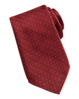 Mens Woven Stitch Pattern Tie, Red   Massimo Bizzocchi   Red