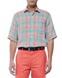 Mens Linen Tattersall Shirt   Peter Millar   Multi colors (X LARGE)