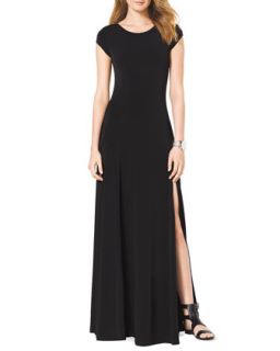 Womens Cap Sleeve Slit Maxi Dress   MICHAEL Michael Kors   Black (MEDIUM)