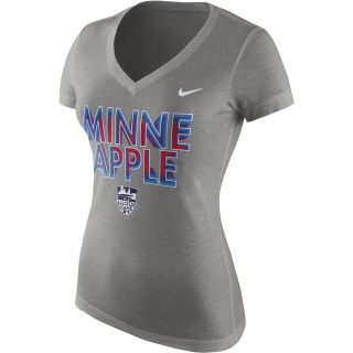 NIKE Womens Minnesota Twins Minne Apple Local Grey V Neck Short Sleeve T 