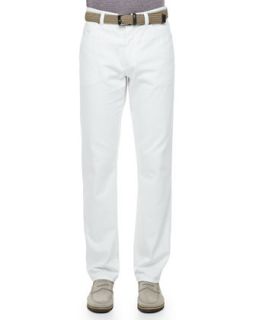 Mens Five Pocket Denim Jeans, White   Ermenegildo Zegna   White (34)