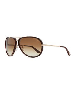 Cyrille Aviator Sunglasses, Dark Havana/Rose Golden   Tom Ford   Havana/Rose