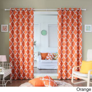 Best Home Fashion Moroccan Tile Room Darkening Grommet Top 84 Inch Curtain Panel Pair Orange Size 52 x 84