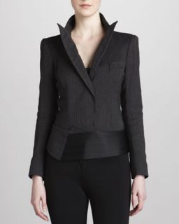Womens Pinstripe Bodysuit Jacket   Donna Karan   Anthracite (4)