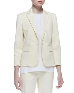 Womens Current Fine Twill Button Blazer, Pale Yellow   Theory Icon   Pale
