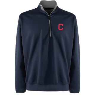 Antigua Cleveland Indians Mens Leader Pullover   Size Small, Nav/stl (ANT