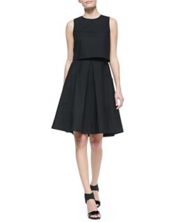 Womens Sleeveless Ultra Matte Pop Top Dress   Tibi   Black (6)