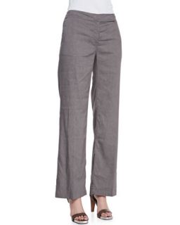 Linen Blend Straight Leg Trousers, Womens   Eileen Fisher   Taupe (20W)
