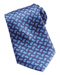 Mens Paisley Print Woven Silk Tie, Blue   Stefano Ricci   Blu 14
