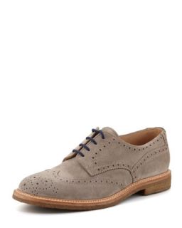 Mens Crepe Sole Suede Wing Tip, Gray   Brunello Cucinelli   Grey (41/8D)