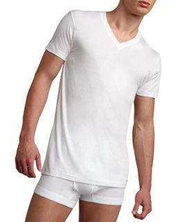 Mens Pima V Neck Tee   2(x)ist Underwear   White (LARGE)