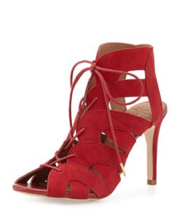 Bonnie Suede Lace Up Bootie, Red   Joie   Red (7 1/2 B)