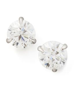 18k White Gold Diamond Stud Earrings, 1.01ctw G H/SI1   NM Diamond   White (18k