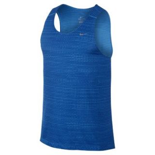 Nike Miler Printed Sleeveless Mens Running Shirt   Photo Blue