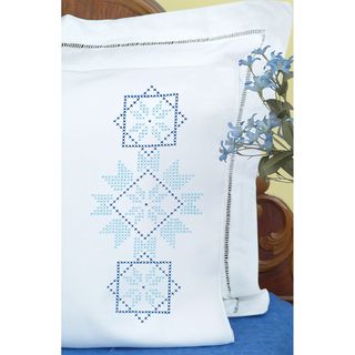 Stamped Pillowcases With White Perle Edge 2/pkg xx Star