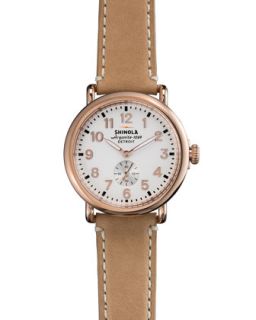 The Runwell Rose Golden Watch with Taupe Strap, 41mm   Shinola   Rose gold