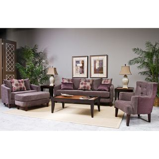 Newton Light Purple 4 piece Sofa Set With Accent Pillows
