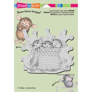 Stampendous House Mouse Cling Rubber Stamp 5.5inx4.5in Sheet  star Spangled Mice