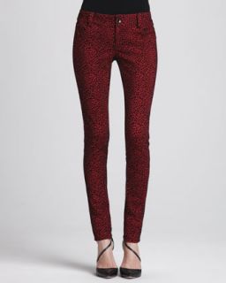 Womens Animal Print Skinny Jeans   Alice + Olivia   Red (0)