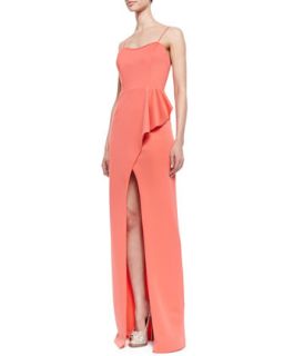 Womens Eminence Faux Wrap Neoprene Gown   Black Halo Eve   Coral (6)