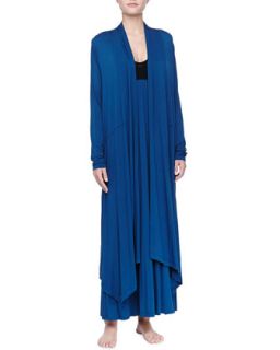 Womens Liquid Jersey Wrap Robe, Mazarine Blue   Donna Karan   Mazarine blue