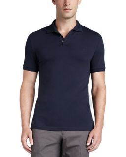 Mens Short Sleeve Mesh Knit Polo Shirt   Ralph Lauren Black Label   Navy