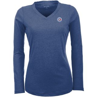Antigua Toronto Blue Jays Womens Flip Long Sleeve V neck T Shirt   Size Large,