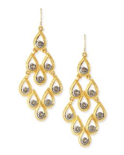 Elements Cholulian Golden Scallop Earrings with Crystals   Alexis Bittar   Gold