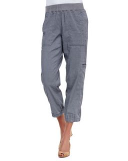 Womens Cargo Linen Blend Ankle Pants, Pewter   Eileen Fisher   Pewter (XX 