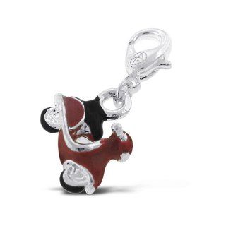 Addicting Charms 3D Red Scooter with Enamel Charm for Bracelet or Pendant Necklace with Lobster Clasp Jewelry