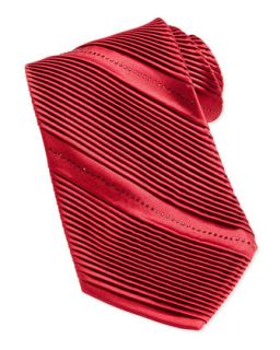 Mens Pleated Crystal Silk Tie, Red   Stefano Ricci   Red