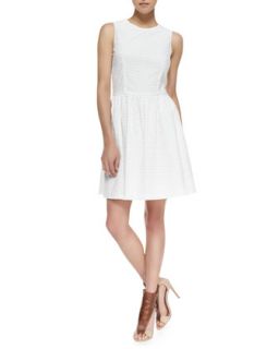 Womens Sunflower Eyelet Fit And Flare Dress, Winter White   French Connection  