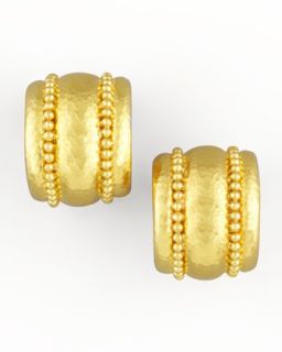 Amalfi Granulated 19k Gold Huggie Earrings   Elizabeth Locke   Gold (19k )