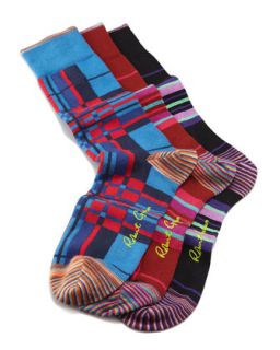 Mens Slider Plaid Print Socks, 3 Pack   Robert Graham   Multi