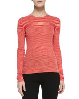 Womens Space dye Cashmere Long Sleeve Top, Coral   Michael Kors   Coral multi