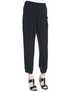 Womens Slouchy Silk Ankle Pants, Petite   Eileen Fisher   Black (PP (2/4))