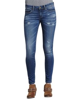 Womens Faded Destroyed Skinny Jeans   Blank   Blue (24)